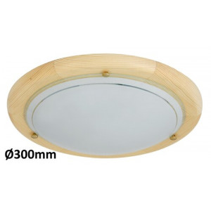 Plafoniera Ufo 1xE27 metal/lemn/sticla natur/alb Rabalux