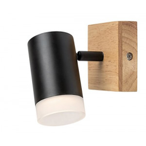 Spot bara Toras 1xGU10 metal/lemn stejar/negru Rabalux