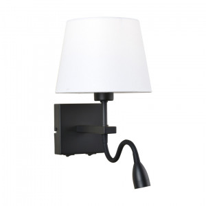 Aplica Norte 1+1xE27+LED metal/textil negru/ab rotund Italux