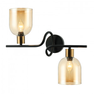Aplica Servio 2xE14 metal/sticla negru/transparent Italux