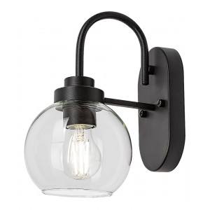 Aplica Tirina 1xE27 metal/sticla negru/transparent Rabalux