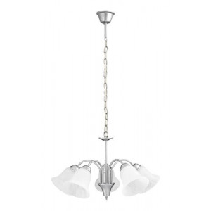 Candelabru Francesca 5xE14 metal/sticla nichel/alb Rabalux
