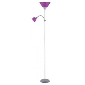 Lampadar Action 1+1xE27+E14 metal/acril argintiu/violet Rabalux