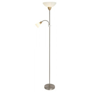 Lampadar Diana 1+1xE27+E14 metal/sticla/acril nichel/alb Rabalux