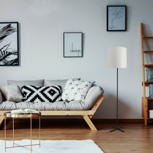 Lampadar Izander 1xE27 metal/acril negru/alb Rabalux