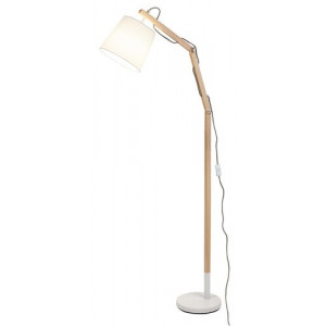 Lampadar Thomas 1xE27 metal/lemn/textil alb Rabalux