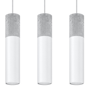 Lustra Borgio 3L 3xGU10 metal/ciment alb/gri tubular