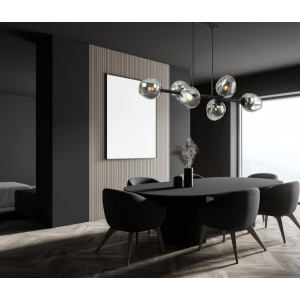 Lustra Borgo 6xE27 metal/sticla negru/fumuriu Italux