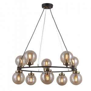 Lustra Galvez 10xE14 metal/sticla negru mat/bronz antichizat Italux