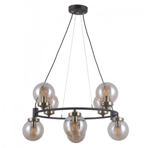 Lustra Galvez 8xE14 metal/sticla negru mat/bronz antichizat Italux