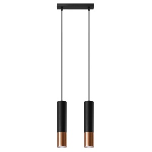 Lustra Loopez 2xGU10 metal negru/cupru tubular