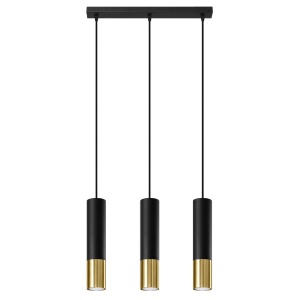 Lustra Loopez 3L 3xGU10 metal negru/auriu tubular