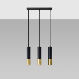 Lustra Loopez 3L 3xGU10 metal negru/auriu tubular - Img 2