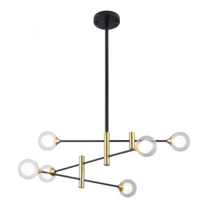 Lustra Marino 6xG9 metal/sticla negru/alama Italux