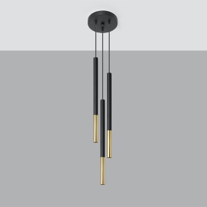 Lustra Mozaica 3P 3xG9 metal negru/auriu tubular - Img 2