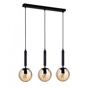 Lustra Ravena 3xE27 metal/sticla negru Italux
