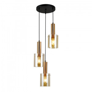 Lustra Sardo 3xE27 metal/sticla alama/amber Italux