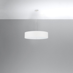 Lustra Skala 50 5xE27 textil/sticla/metal alb - Img 2