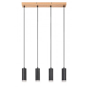 Lustra Toras 4xGU10 metal/lemn stejar/negru Rabalux