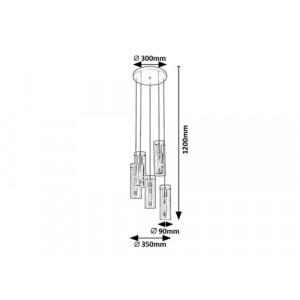 Pendul Acantha 5xE27 metal/sticla negru Rabalux