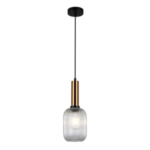 Pendul Antiola S 1xE27 metal/sticla alama/transparent Italux