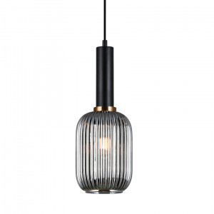 Pendul Antiola S 1xE27 metal/sticla negru/fumuriu Italux