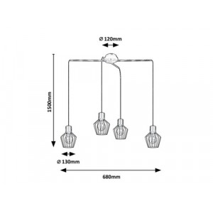 Pendul Belano 4xE27 metal negru Rabalux