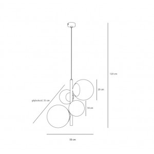 Pendul Bloom 4 metal sticla gold Aldex