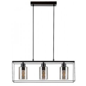 Pendul Chadwick 3xE27 metal/sticla negru/fumuriu Rabalux