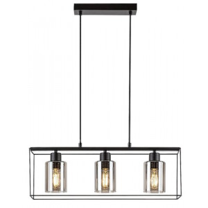 Pendul Chadwick 3xE27 metal/sticla negru/fumuriu Rabalux