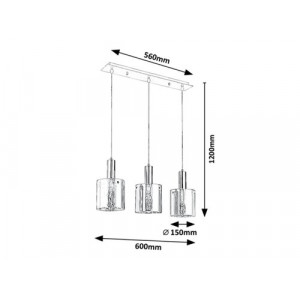 Pendul Donati 3xE27 metal/sticla crom/fumuriu Rabalux