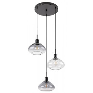 Pendul Dvora 3xE27 metal/sticla negru/fumuriu Rabalux