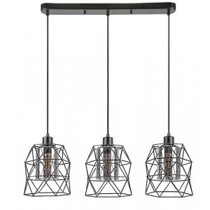 Pendul Emrys 3xE27 metal/sticla negru/fumuriu Rabalux