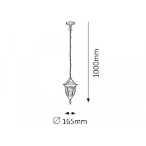 Pendul exterior Milano 1xE27 metal/sticla negru Rabalux