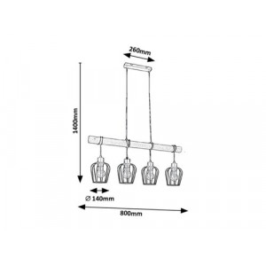 Pendul Fabian 4xE27 metal/lemn negru Rabalux