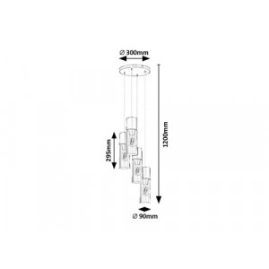 Pendul Ronno 4xE27 metal/sticla negru/fumuriu Rabalux