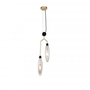 Pendul Ventura 2xG9 metal/sticla auriu mat/amber Maytoni