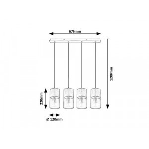 Pendul Zelkova 4xE27 metal/sticla aluminiu Rabalux