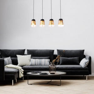 Pendul Zenaida 2xE27 metal/sticla negru/transparent Rabalux