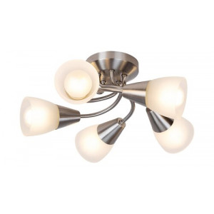 Plafoniera Connor 5xE14 metal/sticla nichel/alb Rabalux