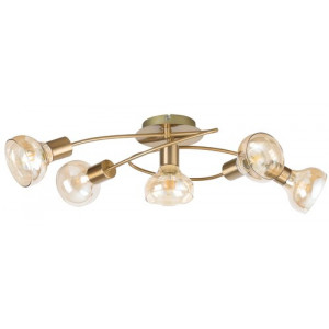 Plafoniera Holly 5xE14 metal/sticla auriu/amber Rabalux
