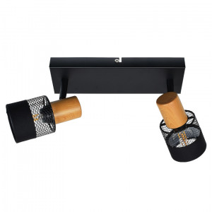Spot bara Coletta 2xE14 metal/lemn negru/fag Italux