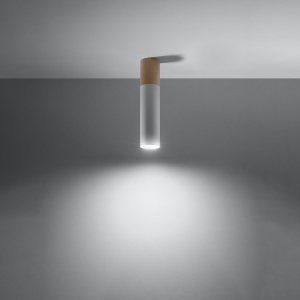 Spot Pablo 1xGU10 metal/lemn alb tubular - Img 3