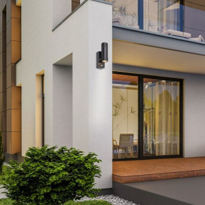 Aplica exterior Medina 1xGU10 acril negru/transparent Rabalux