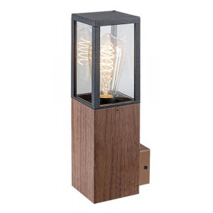 Aplica exterior Wales 1xE27 metal/sticla stejar/transparent Rabalux