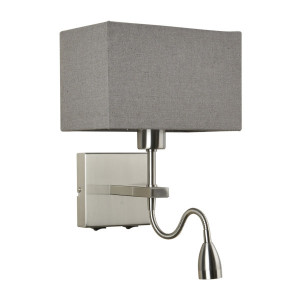 Aplica Norte 1+1xE27+LED metal/textil nichel/gri Italux