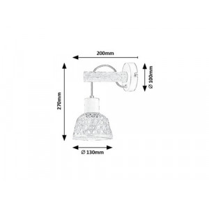 Aplica Rattan 1xE27 metal/lemn/ratan negru/natur Rabalux