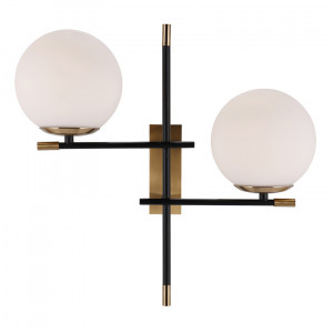 Aplica Stelia 2xE14 metal/sticla negru mat/bronz antichizat Italux