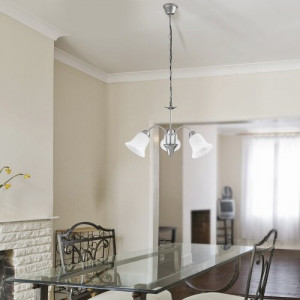 Candelabru Francesca 3xE14 metal/sticla nichel/alb Rabalux