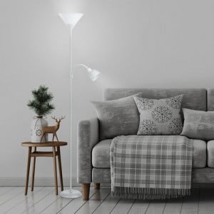 Lampadar Action 1+1xE27+E14 metal/acril alb Rabalux